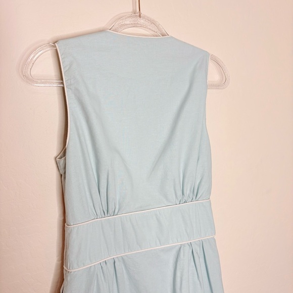 Vita Grace Arania Dress Linen Seabreeze Blue Button Front Pockets Size Large - Picture 10 of 13